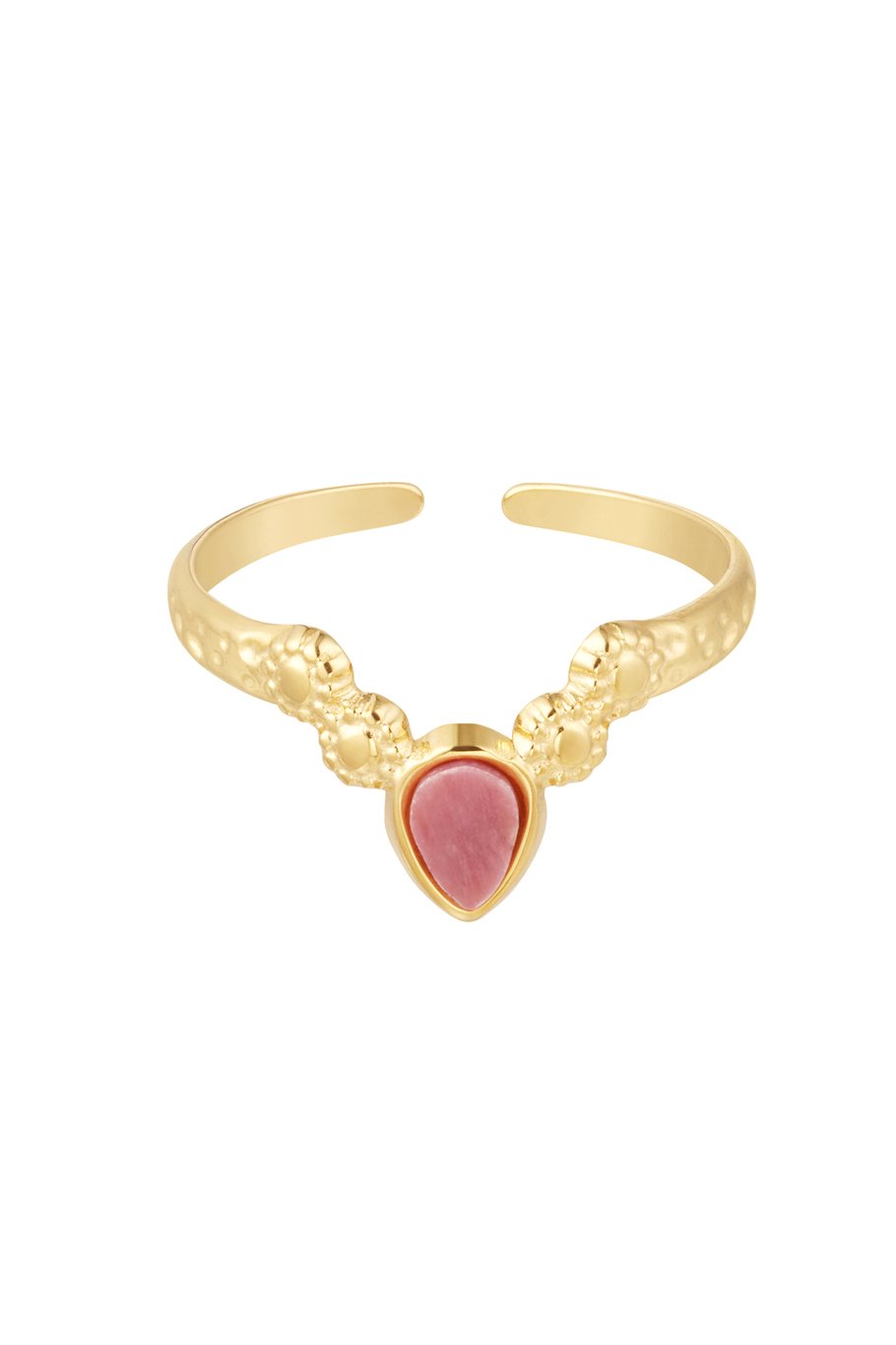 Ring V-Form mit Stein - rosa 