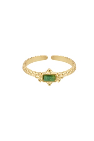 Ring vintage rectangle - green h5 