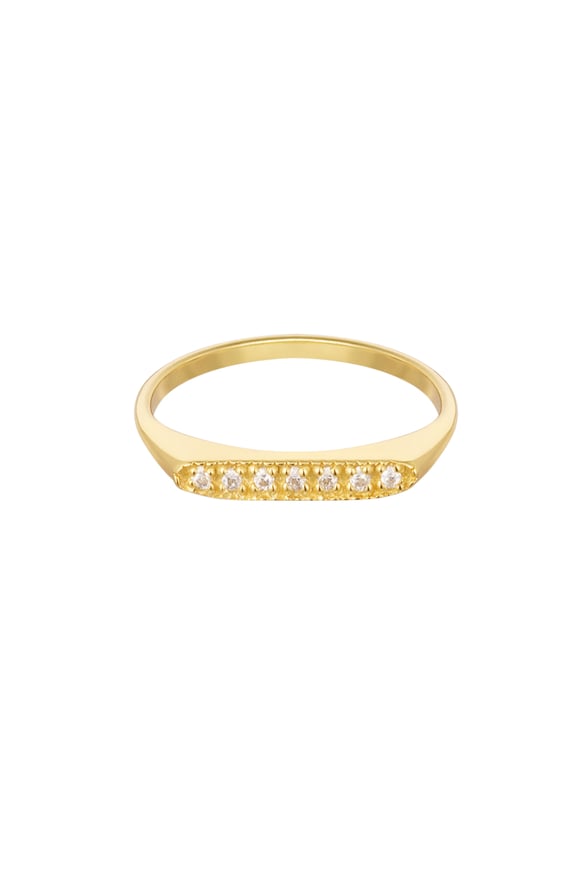 Anello a barretta con pietre - Argento 925 - Colore oro - 16