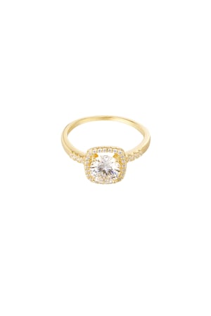 Ring square stone - Gold Color - 17 h5 