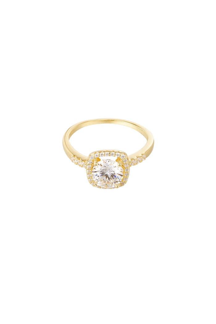 Ring square stone - Gold Color - 18 