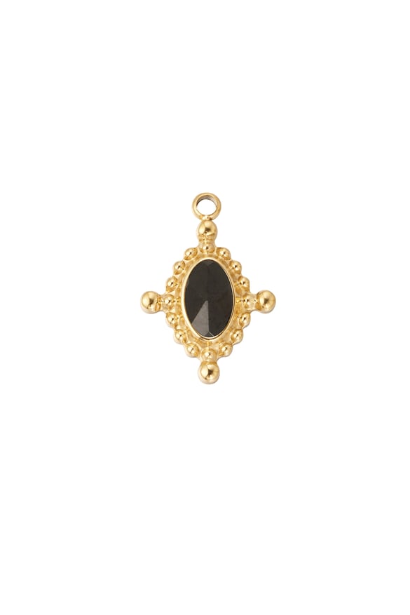 DIY charm spark with black stone - black Gold color