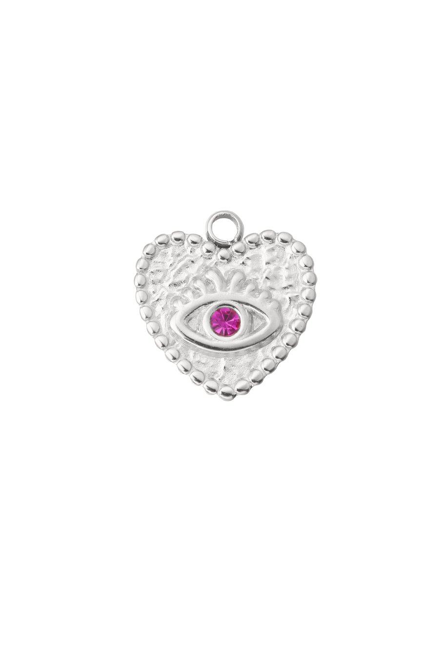 diy charm heart with eye and stone 