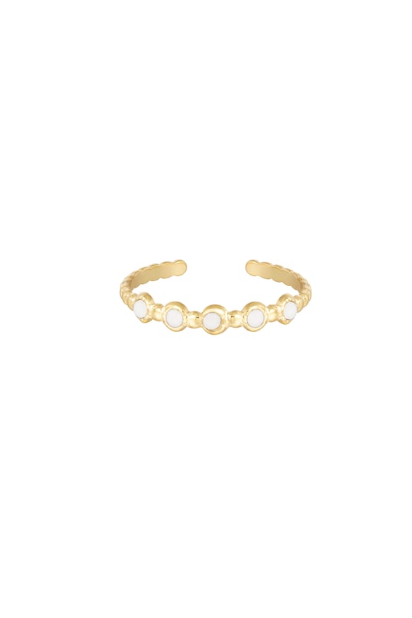 Ringsteine - Goldfarbe/Weiß