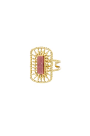 Ring long stone - Gold color/pink h5 