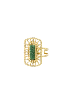 Ring long stone - Gold color/green h5 