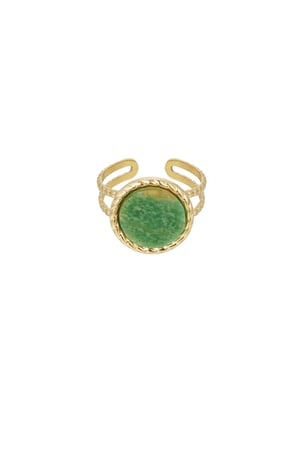 Ring round stone - Gold color/light green h5 