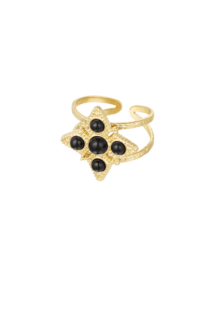 Ring star with stones - Gold color/black 