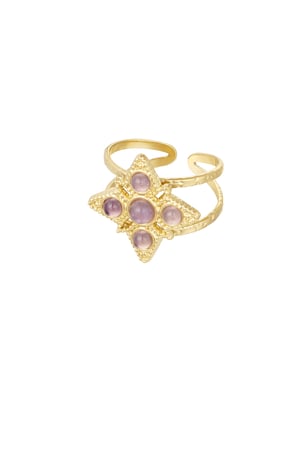 Ring star with stones - Gold color/purple h5 