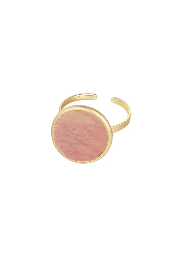 Ring Basic runder Stein - Goldfarbe/Rosa 