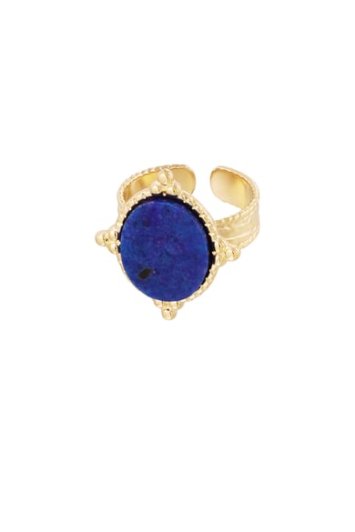 Ring stone with decoration - Gold color/green h5 