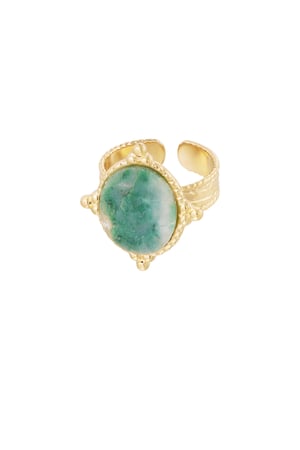 Ring stone with decoration - Gold color/green h5 