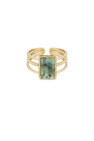 Ring three-layer rectangular stone - Gold color/blue h5 