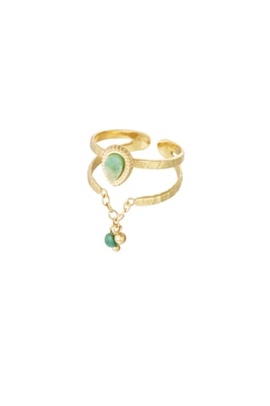 Anello elegante con catena - Colore oro/verde h5 