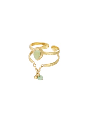 Ring elegant with chain - Gold color/light green h5 