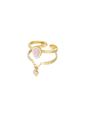 Ring elegant with chain - Gold color/lilac h5 