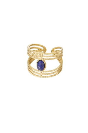 Statement graceful ring with stone - Gold color/blue h5 