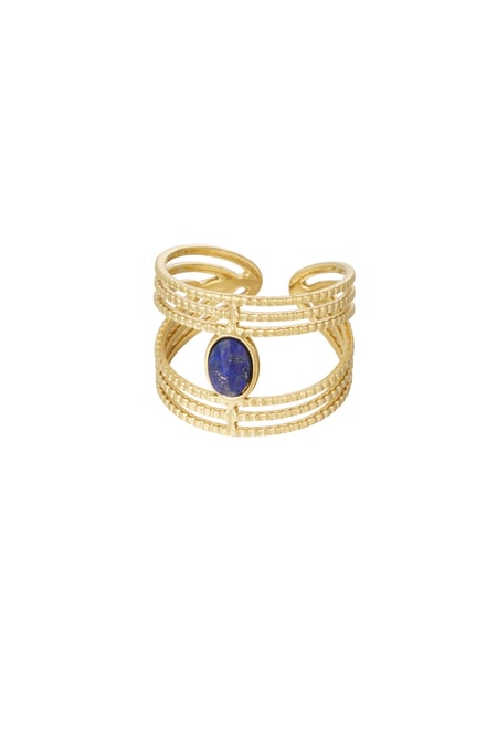 Statement graceful ring with stone - Gold color/blue 2