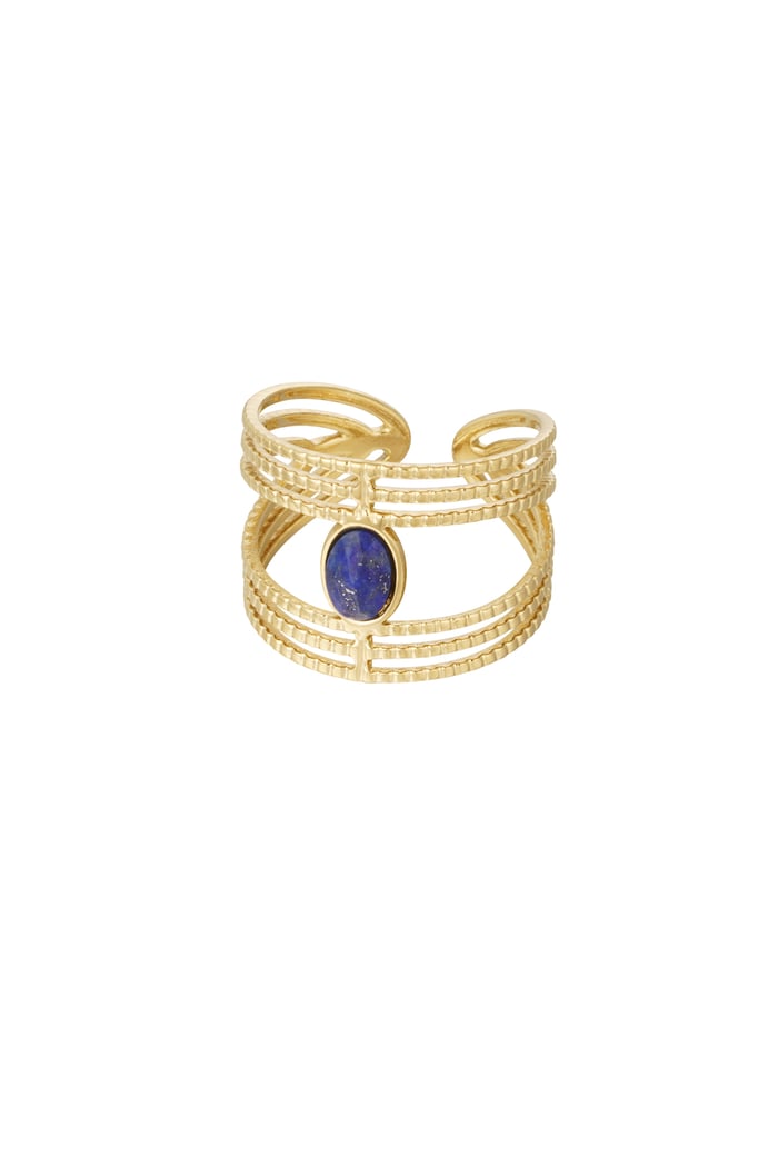 Statement graceful ring with stone - Gold color/blue 