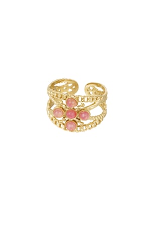 Ring layers cross with stone - rose Gold color h5 