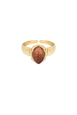 Ring with oval stone - Gold color/brown h5 