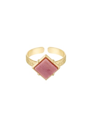 Ring diamond stone - Gold color/pink h5 