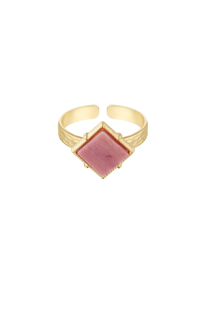 Ring diamond stone - Gold color/pink 