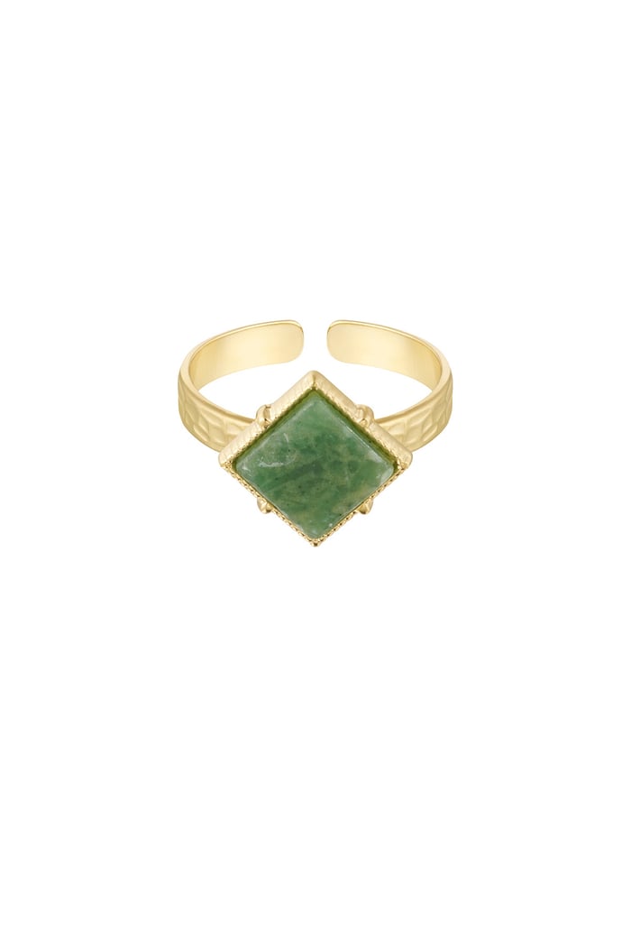 Ring diamond stone - Gold color/green 