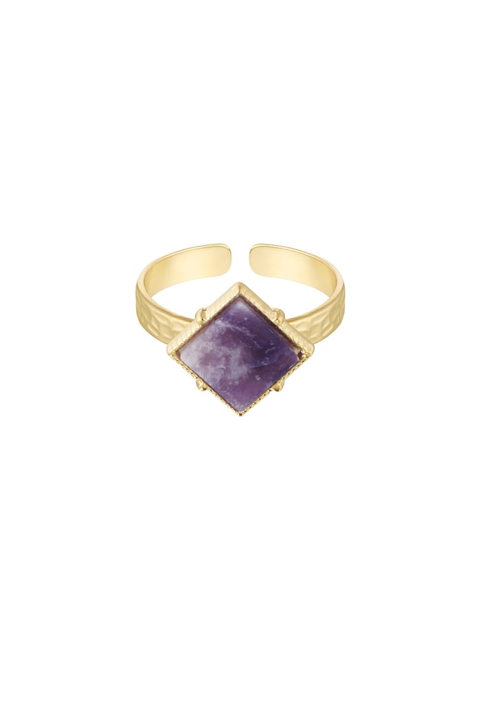 Ring diamond stone - Gold color/purple 