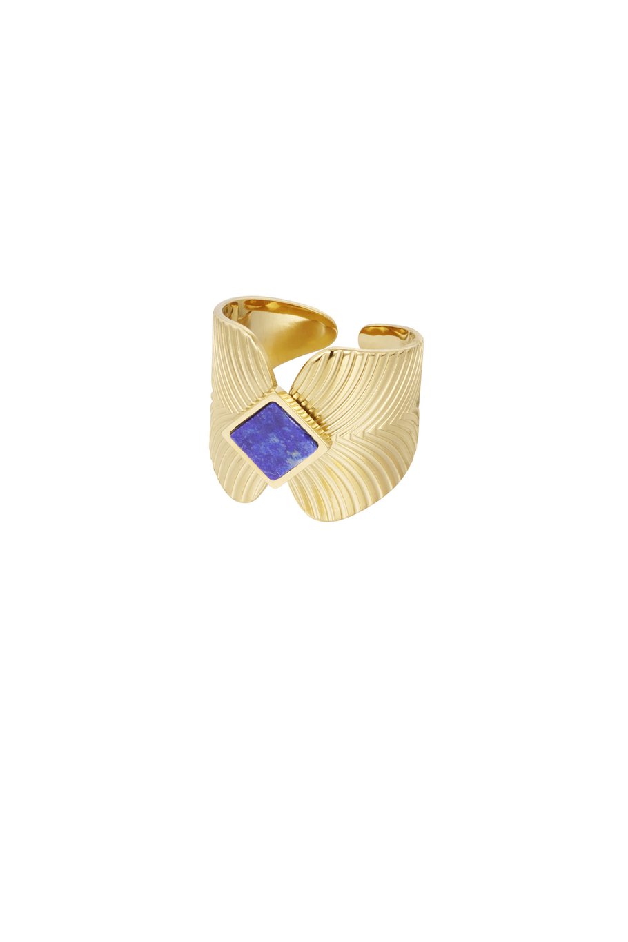 Ring leaves with diamond stone - Gold color/green 