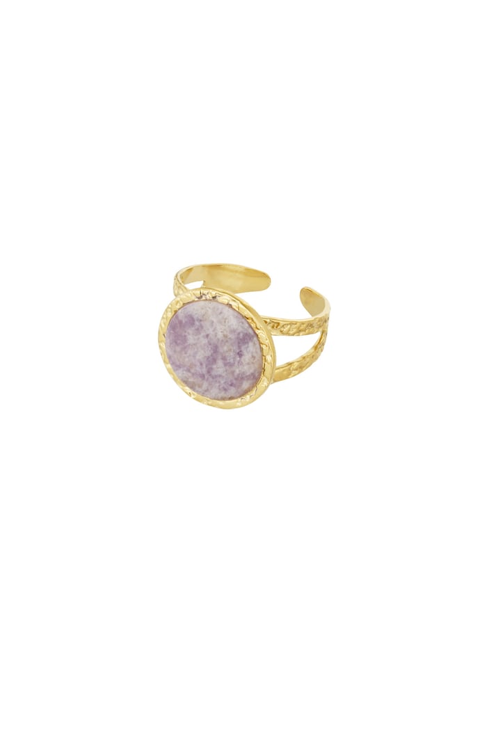 Ring with round stone - purple 