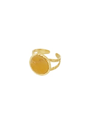 Ring mit rundem Stein – Goldfarbe - Goldfarbefarbe h5 