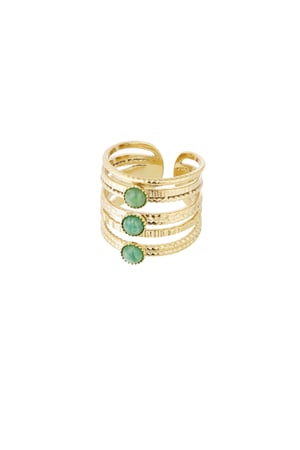 Ring three-layer stone - Gold color/green h5 