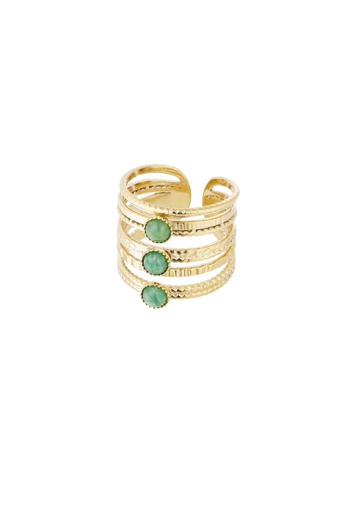 Ring three-layer stone - Gold color/green 