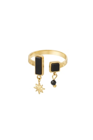 Ring open with stones - Gold color/black h5 