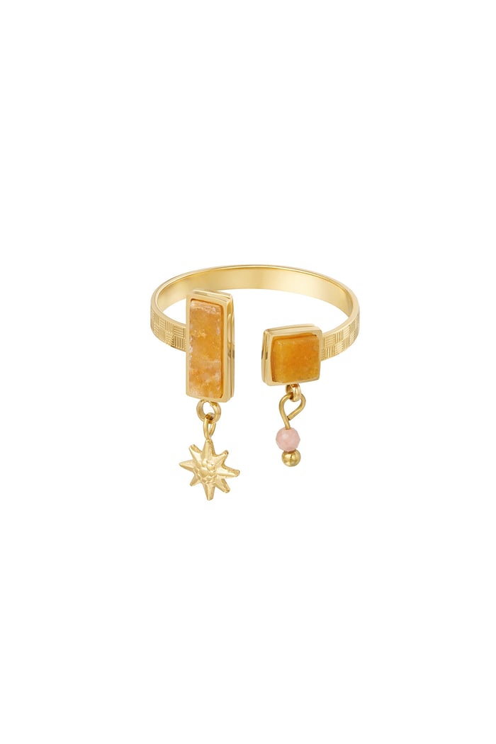 Ring open with stones - Gold color/orange 