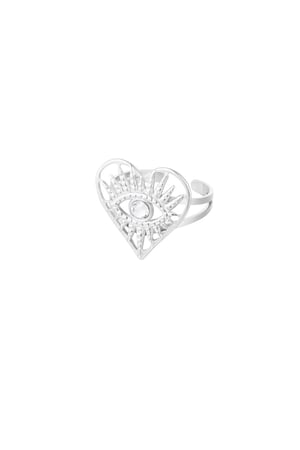 Ring heart with decoration - Silver Color color h5 