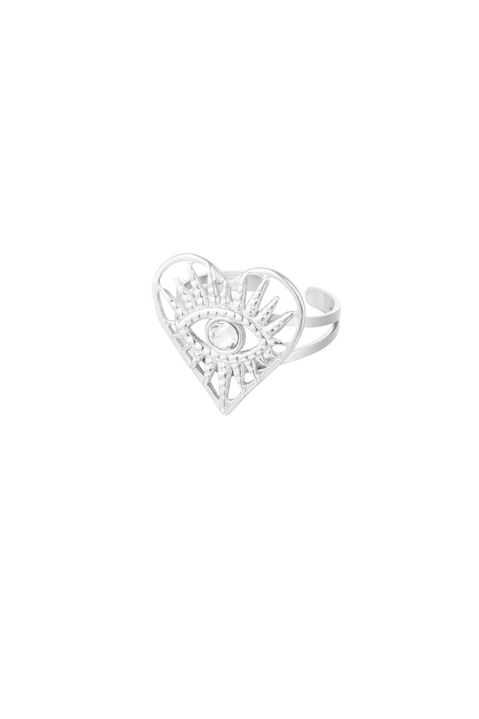 Ring heart with decoration - Silver Color color 