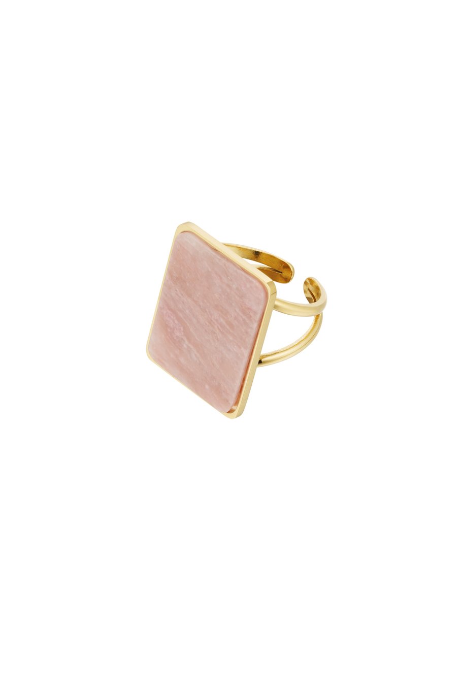Ring square stone - Gold color/pink 