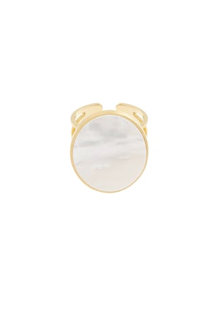 Ring large stone - Gold color/white h5 