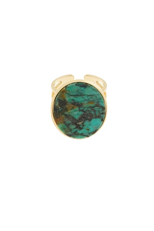 Ring large stone - Gold color/turquoise h5 