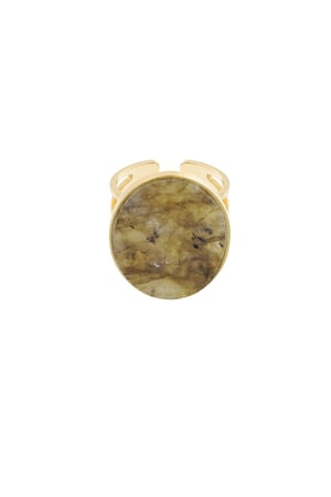 Ring large stone - Gold color/green h5 