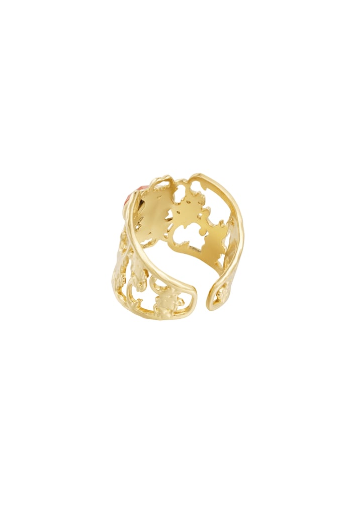 Ring gracefully openwork with stone - green Gold color Picture3