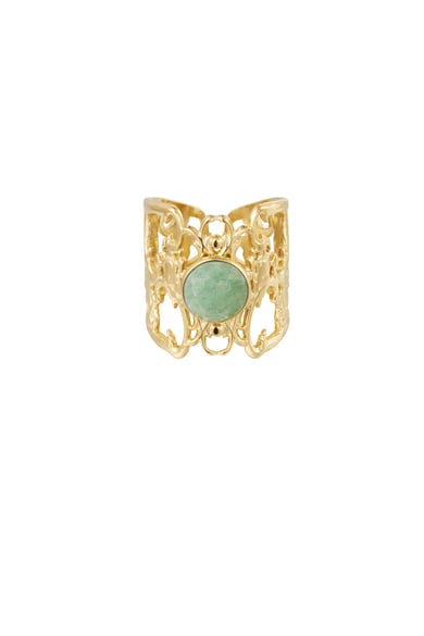 ring gracefully openwork with stone - green  h5 