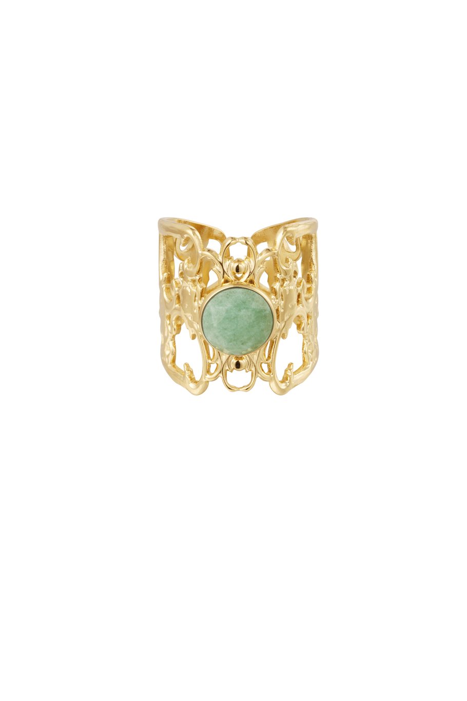 ring gracefully openwork with stone - green  