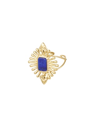 Ring vintage look with stone - blue Gold color h5 