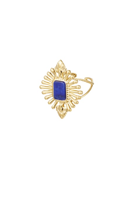 Ring vintage look with stone - blue Gold color