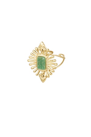 Ring vintage look with stone - green Gold color h5 