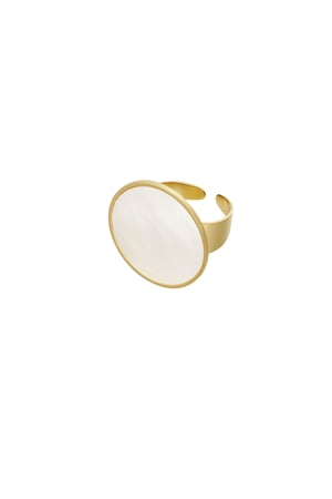 Ring round stone - Gold color/white h5 