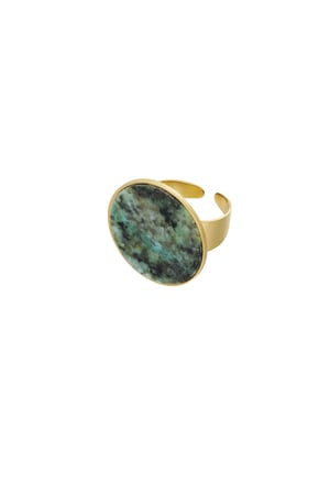 Ring round stone - Gold color/dark green h5 